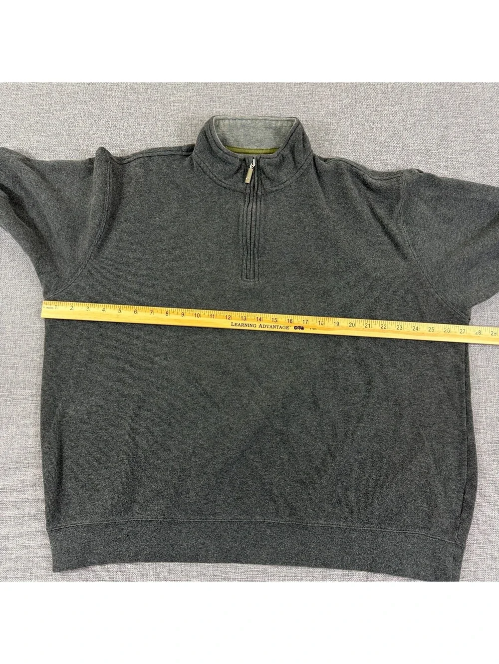 Orvis Mens XL Gray 1/4 Zip Pullover Sweatshirt Cotton Mock Neck